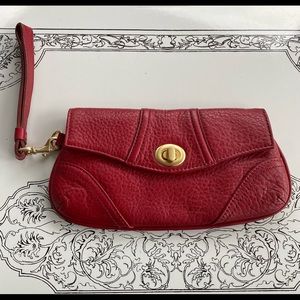 TALBOTS RED LEATHER WRISTLET